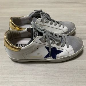 Golden Goose Metallic Gold & Blue Sneakers